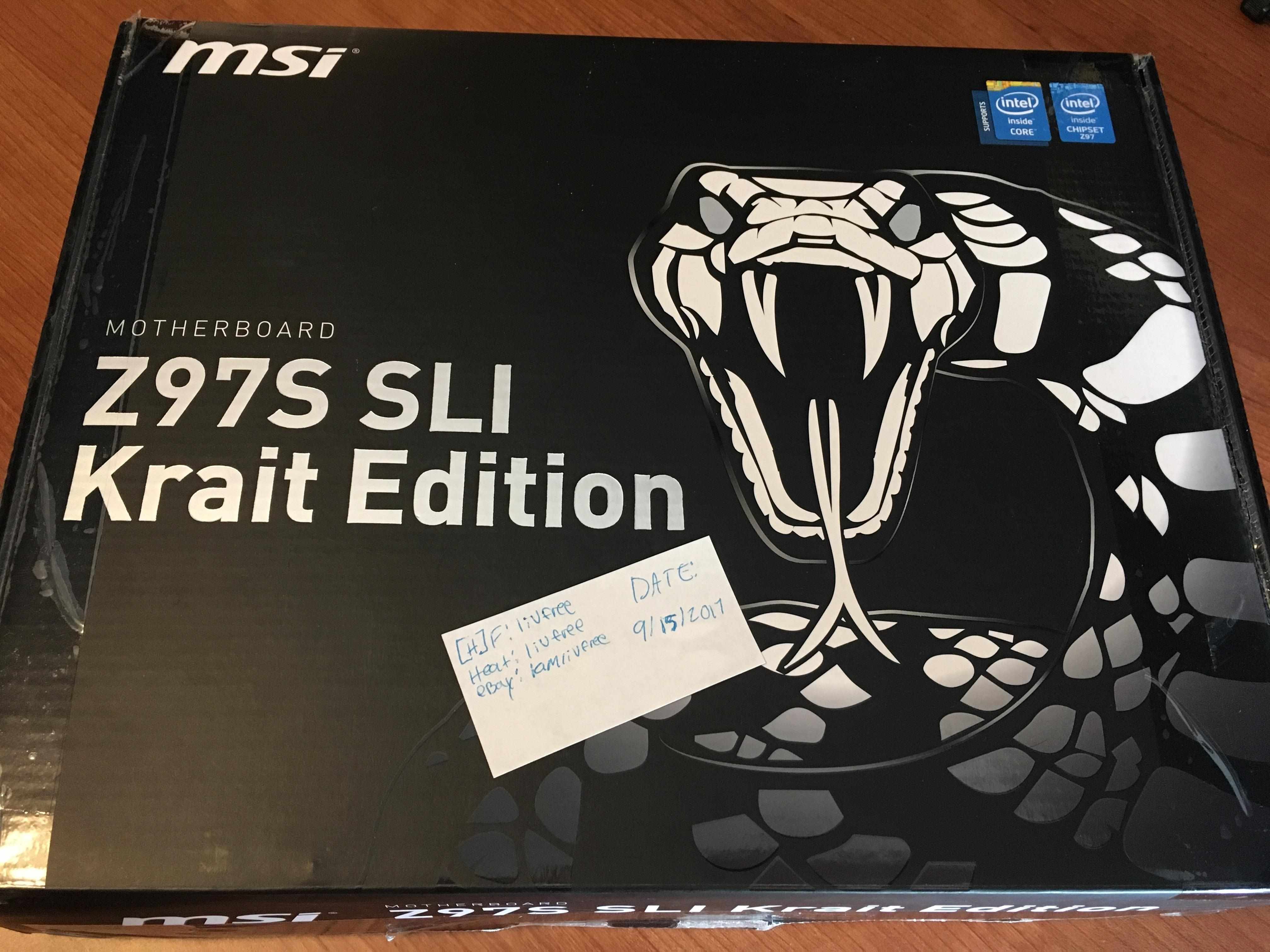 MSI Z97S SLI Krait Edition Motherboard w/ Original Box & Accs For Sale