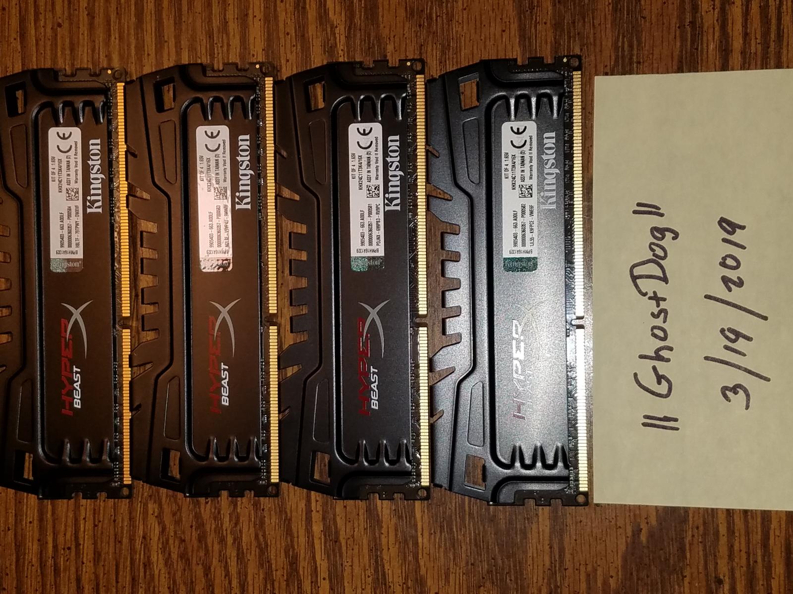 For sale SOLD  16GB Kit (4x4) Kingston HyperX Beast 2400MHz CL11 DDR3