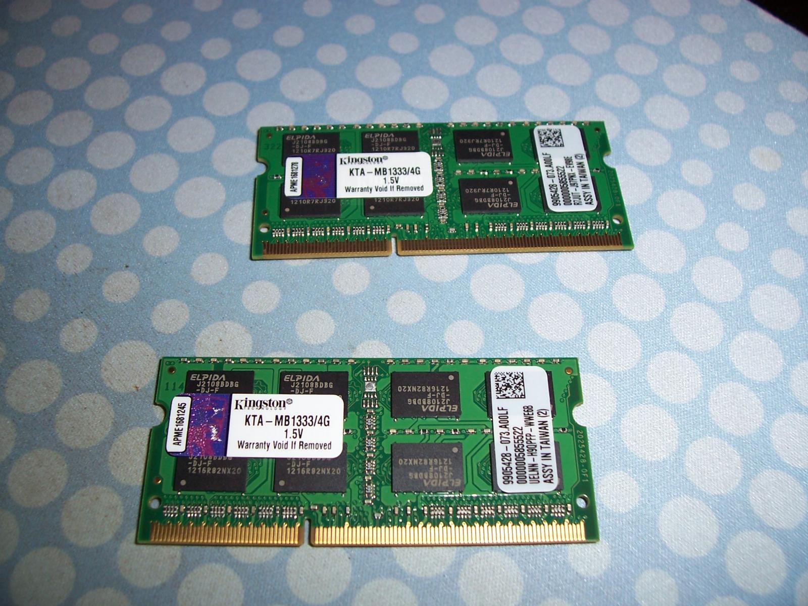 For sale Kingston 8GB kit (2x4GB) DDR3-1333 laptop RAM
