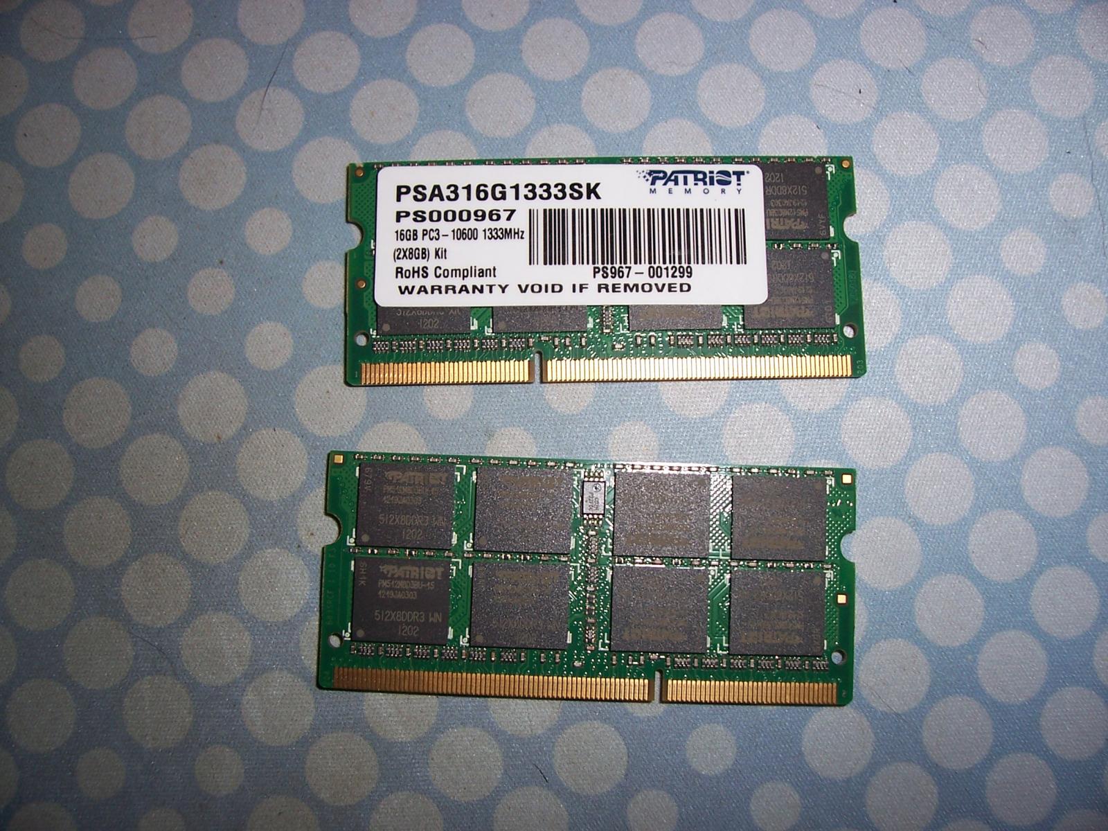 For sale Patriot 16GB kit (2x8GB) DDR3-1333 laptop RAM