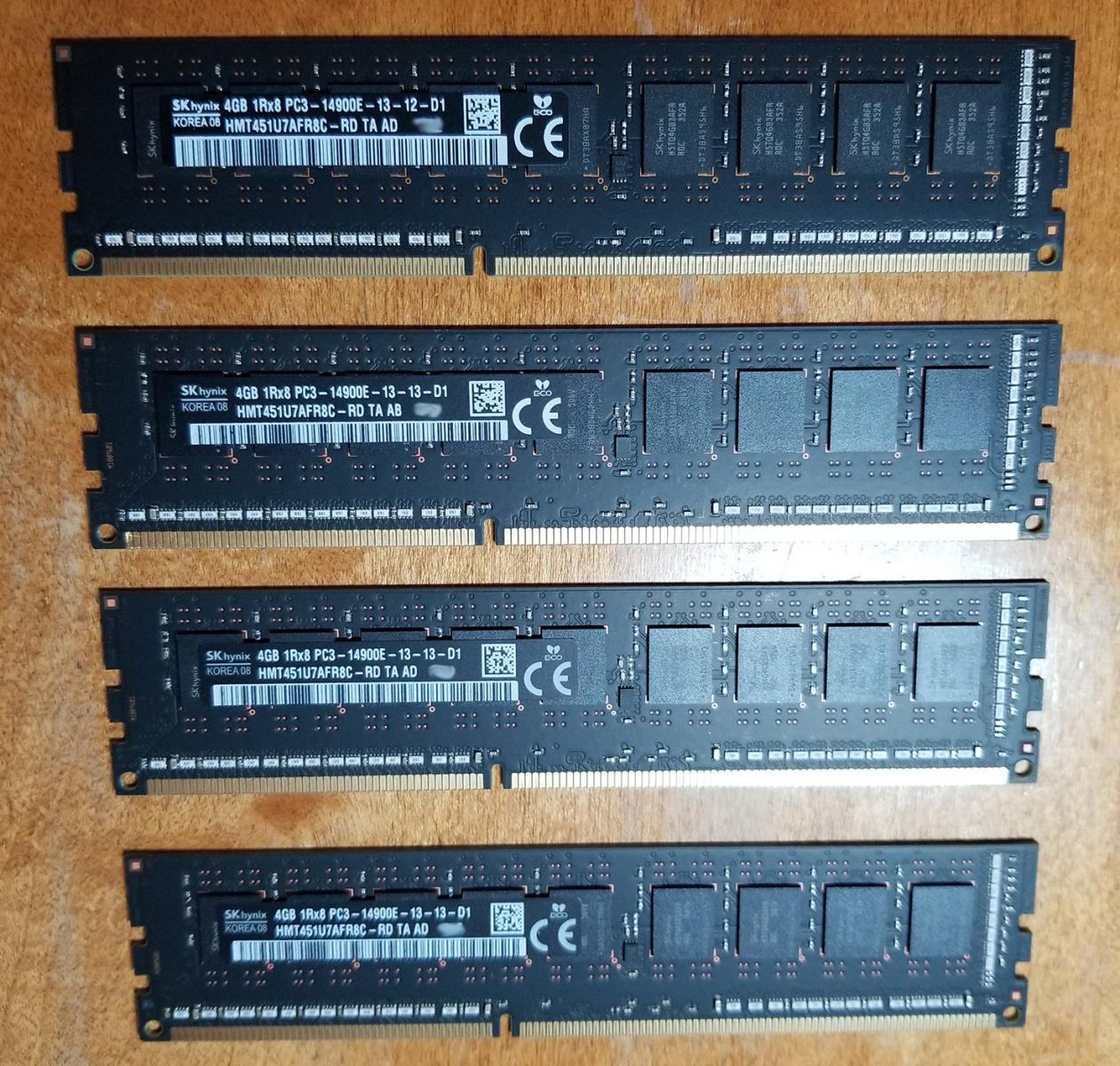 For sale 16GB OEM ram kits (4x 4GB) 1866Mhz DDR3 ECC unbuffered (2 remain)
