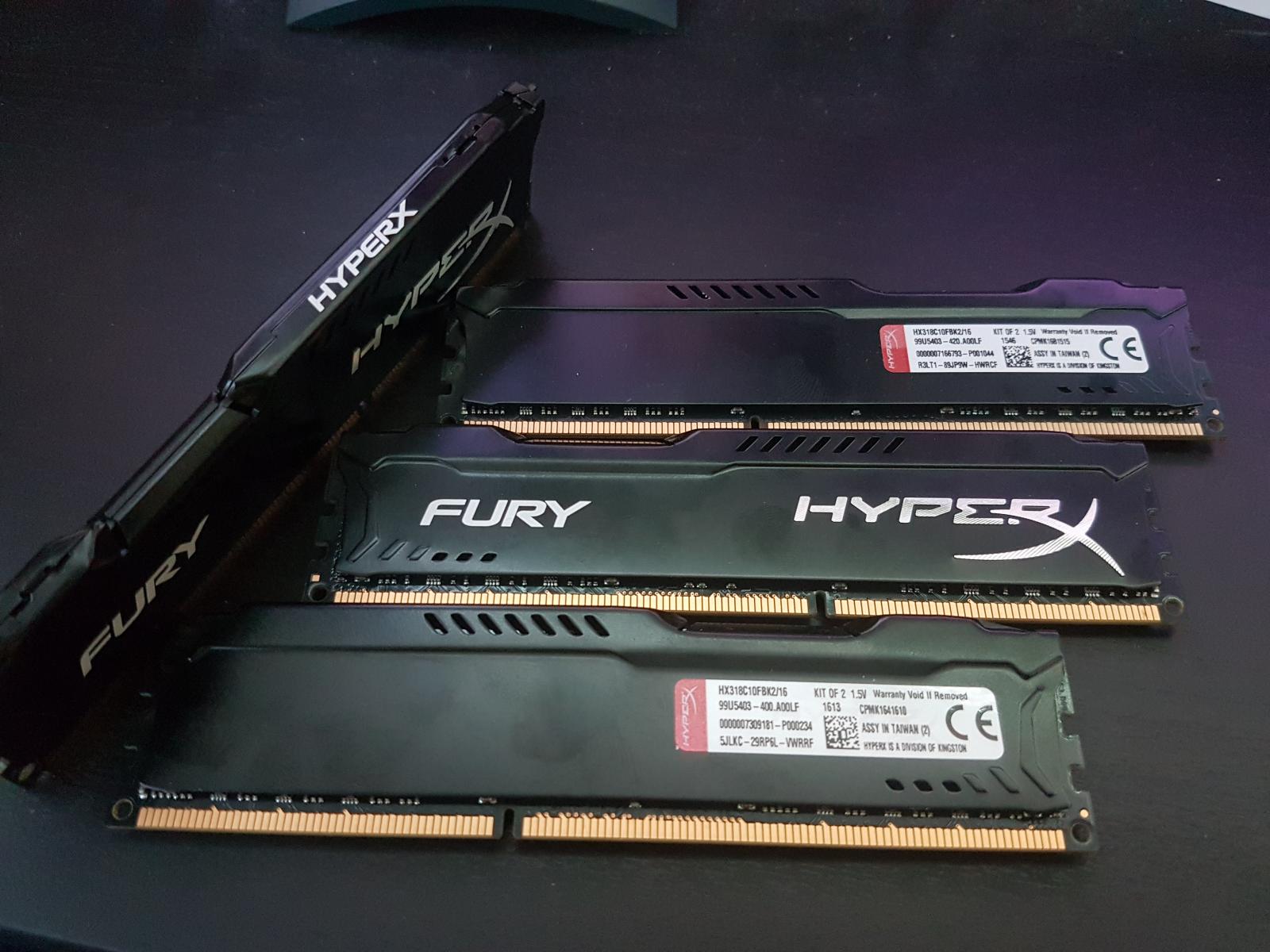 For sale 32GB (4 x 8GB) HyperX Fury 240 pin DDR3 SDRAM 1866
