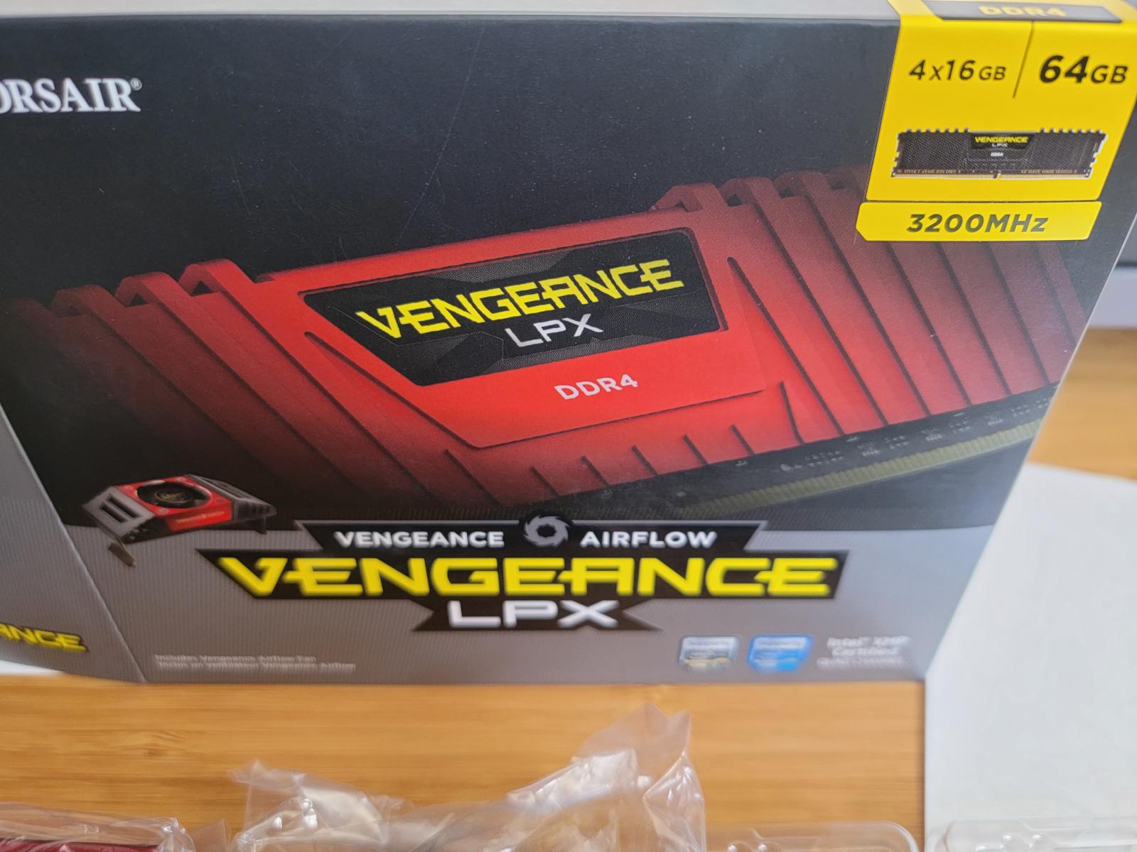 For sale Corsair Vengeance LPX & Airflow 64GB (4x16GB) DDR4 3200MHz RAM kit (B-die)