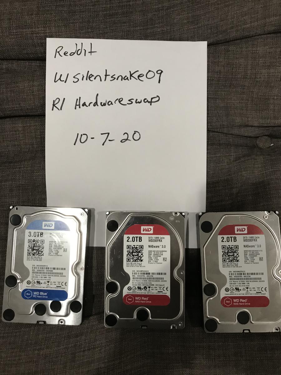 For sale Two Western Digital Red 2TB and One WD Blue 3TB