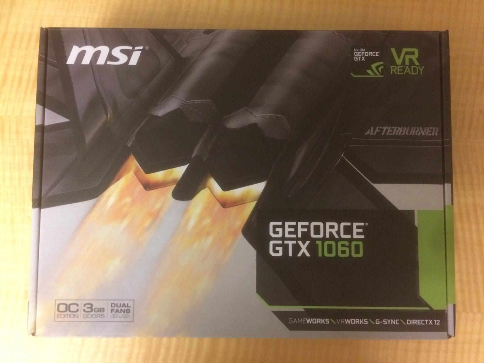 For sale MSI GeForce GTX 1060 3GT OC Graphic Card with box