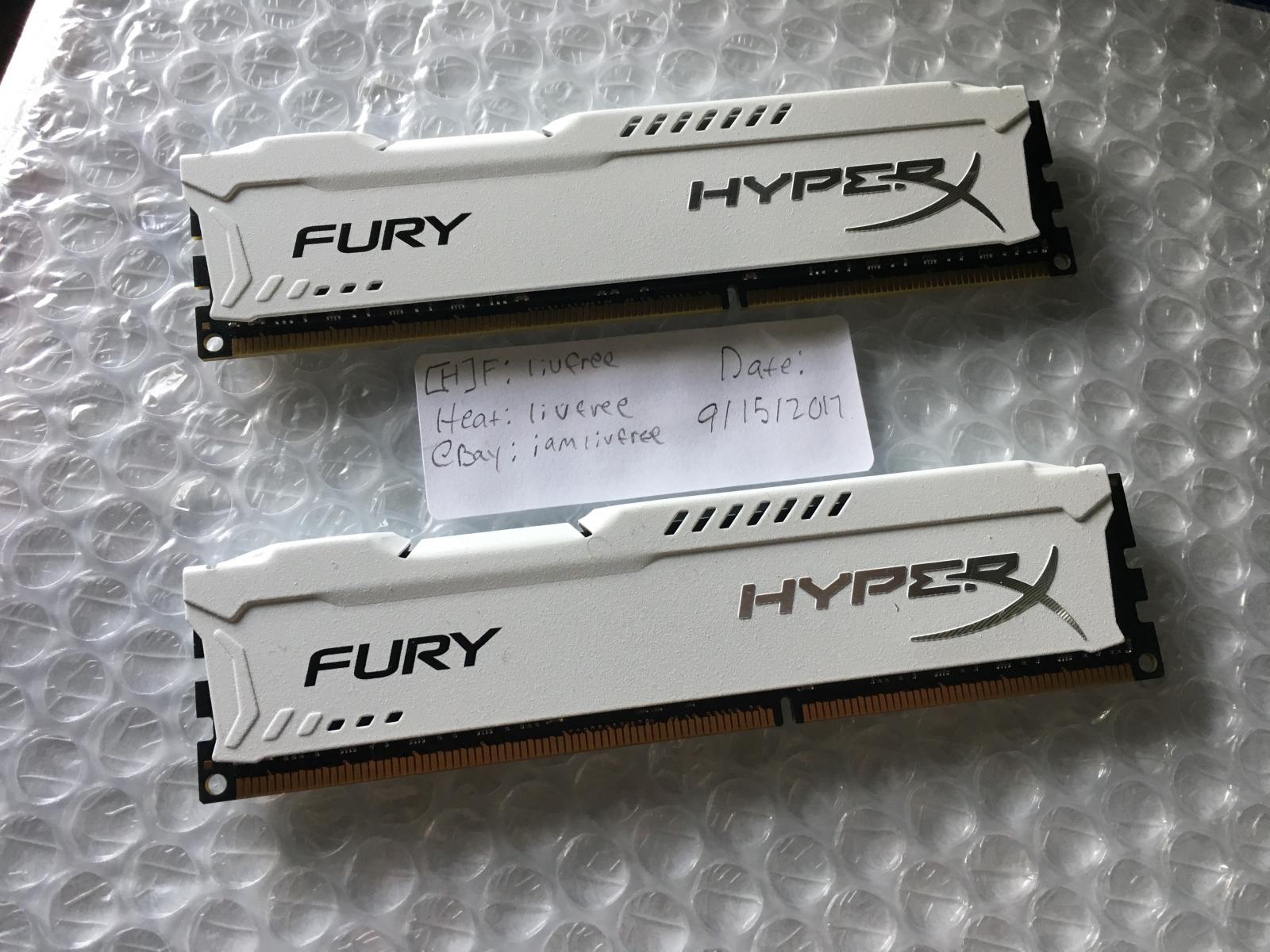 For sale 16GB (2x8GB) HyperX Fury DDR3 1866MHz White RAM