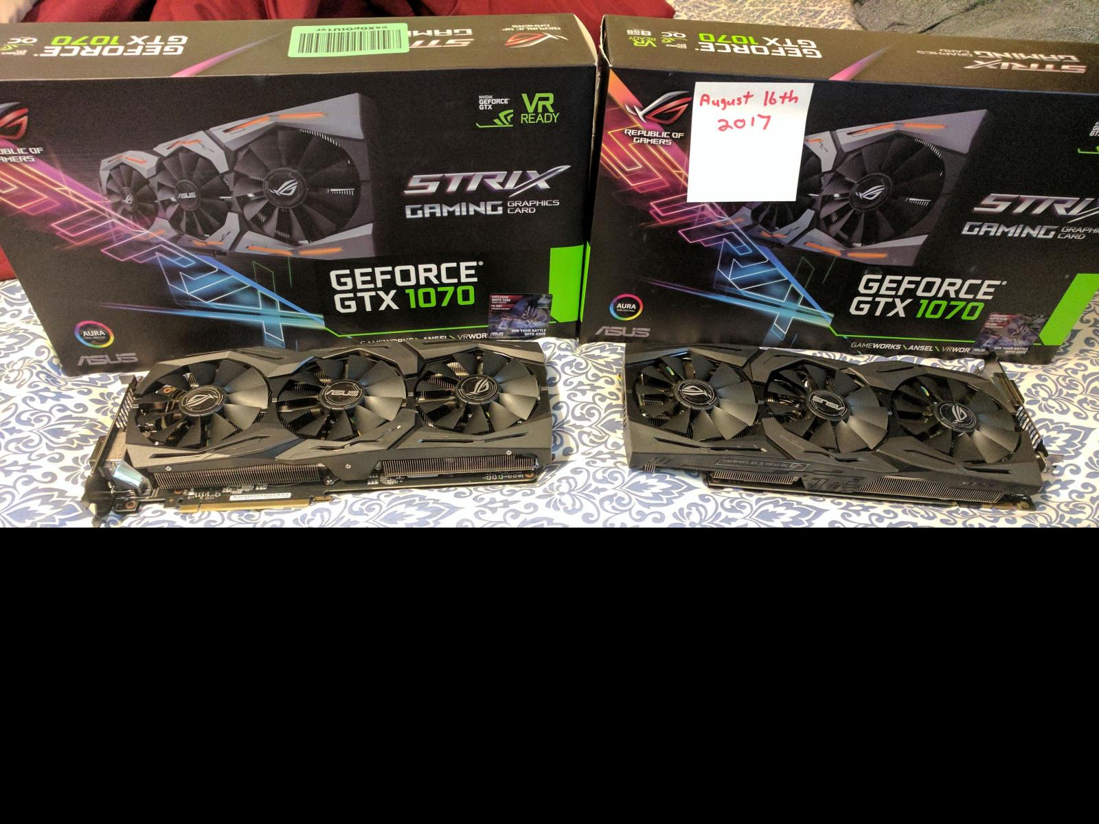 For sale 2 x ASUS GeForce GTX 1070 8GB ROG STRIX OC Edition