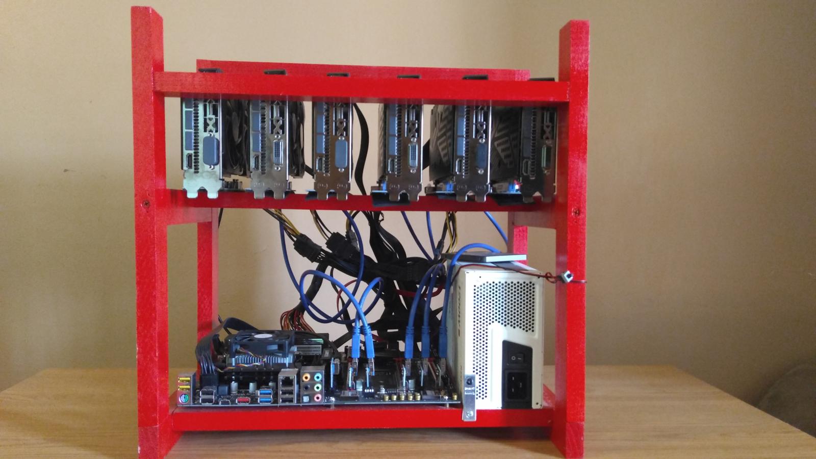 For sale Ethereum 135Mh/s Mining Rig 6 RX480 Open Air Case ZCash Bitcoin ETC DCR NiceHash