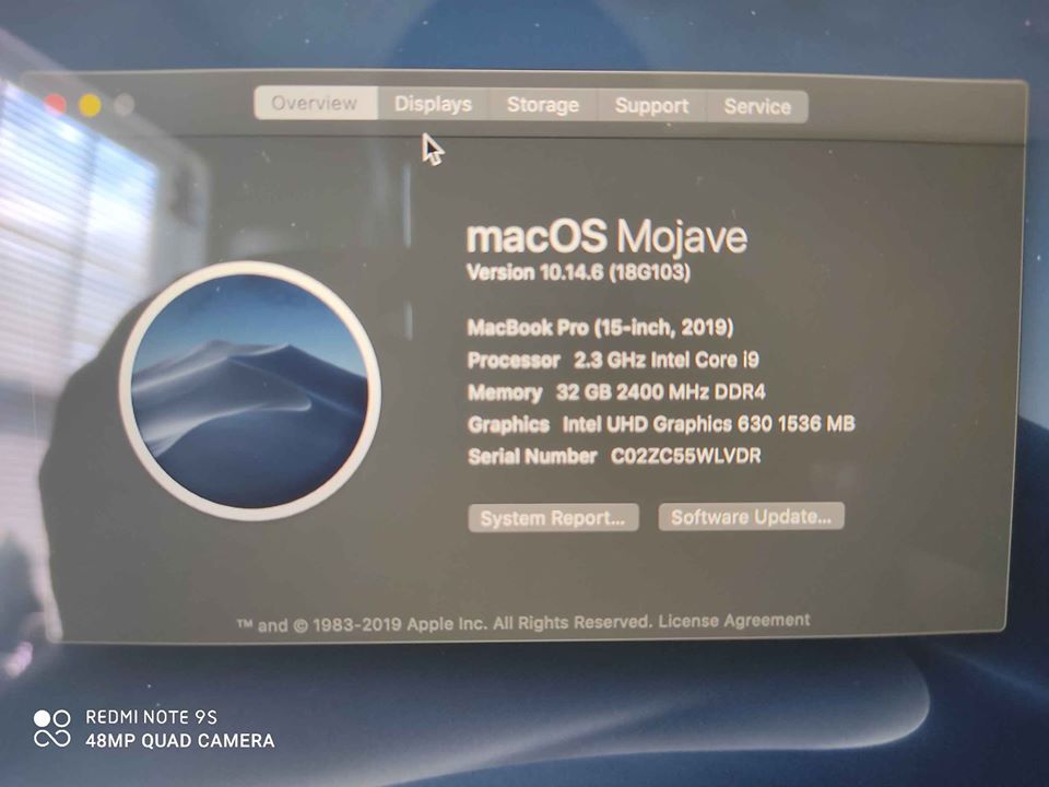 For sale Macbook Pro 2019 i9 32gb ram 512 ssd 15.4