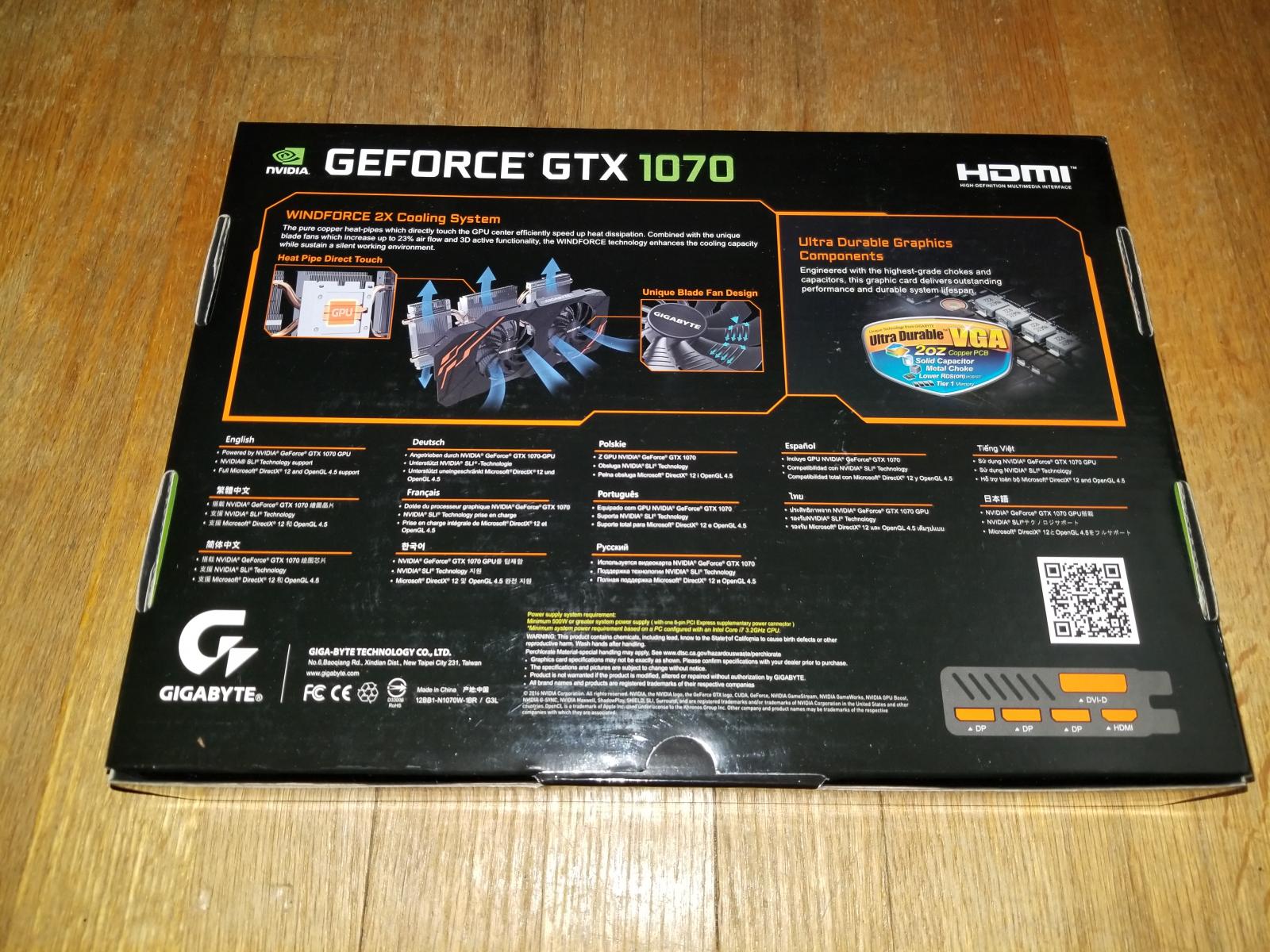 For sale Gigabyte Geforce GTX 1070 Windforce OC edition NO FANS!