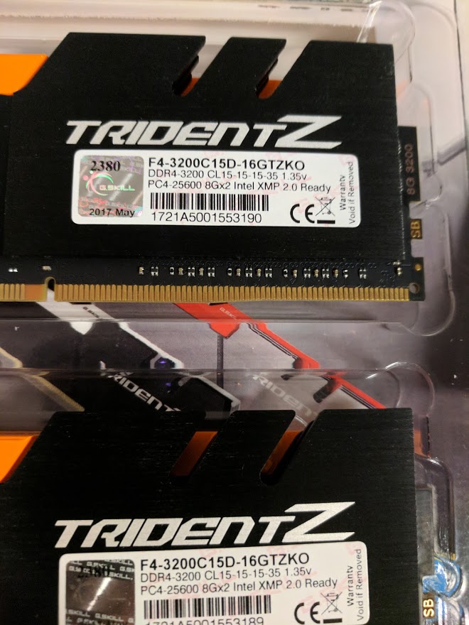 For sale 2x8GB G.Skill Orange/Black TridentZ 3200 DDR4
